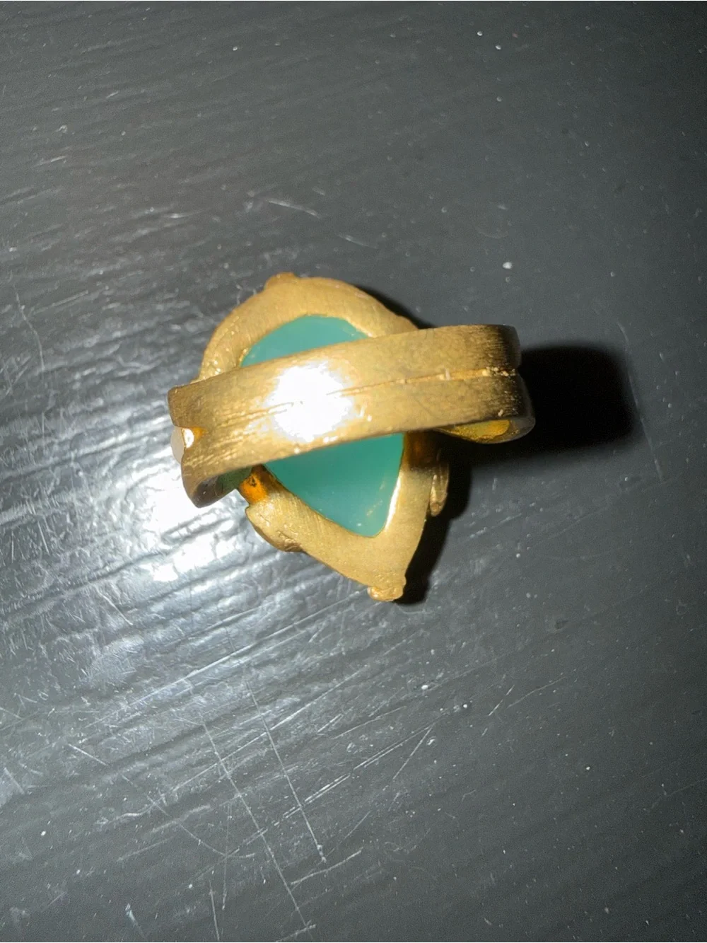 Ottoman Hands Gold-Trimmed Seafoam Green Cabochon Statement Ring
